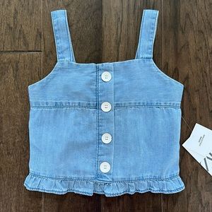 🔥New with tags! Zara Girls Light Blue Denim Jean Camisole Top Size 9